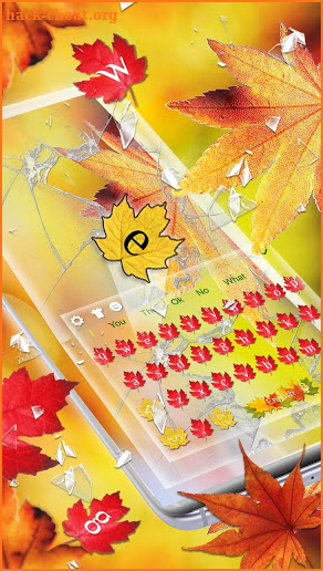 3D Maple Leaf Broken Glass Keyboard Theme screenshot