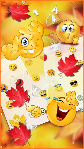 3D Maple Leaf Broken Glass Keyboard Theme screenshot