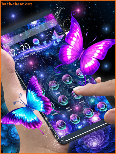 3D Neon Butterfly Shiny Theme screenshot