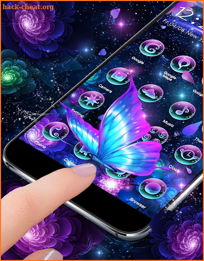 3D Neon Butterfly Shiny Theme screenshot