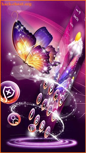 3D Neon Purple Butterfly Theme screenshot