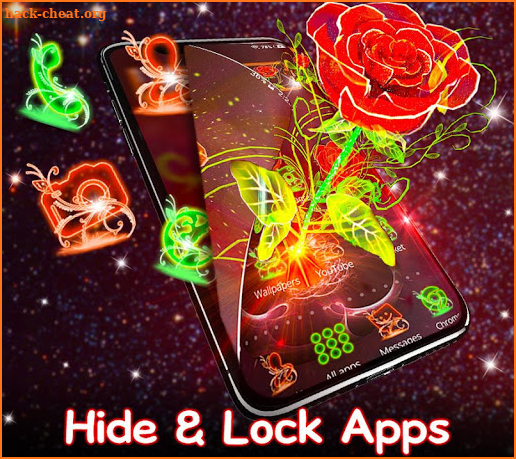 3D Neon Red Rose Launcher screenshot