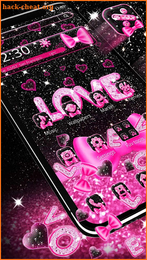 3D Pink Love Glitter Gravity Theme screenshot