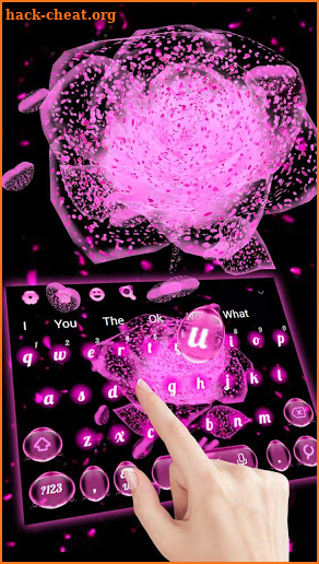 3D Pink Neon Rose Flower Keyboard Theme screenshot