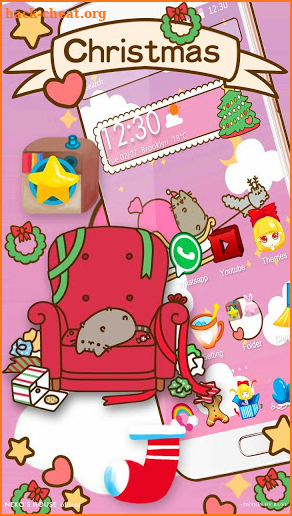 3D Pusheen Christmas Gravity Theme screenshot