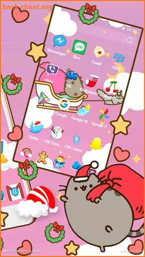 3D Pusheen Christmas Gravity Theme screenshot