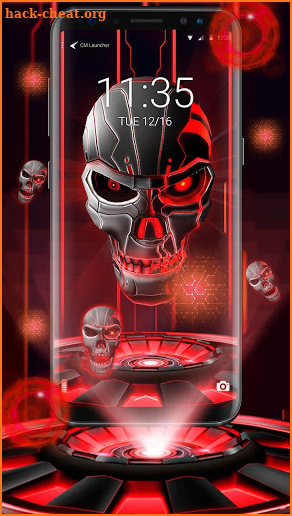 3D Red skull - lock  theme screenshot