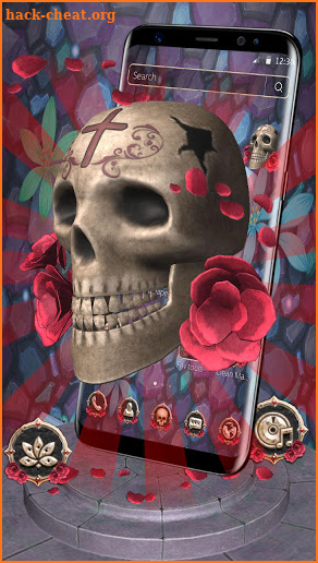 3D Skull Red Rose Theme screenshot