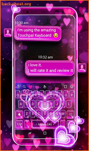 3D Sparkling Neon Love Hearts Keyboard Theme screenshot