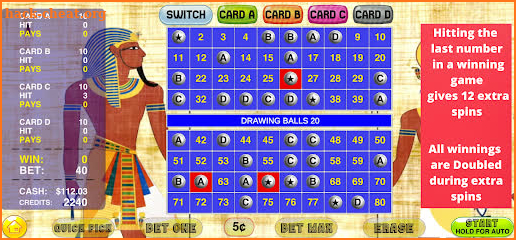 4 Card Cleopatra Keno Games screenshot