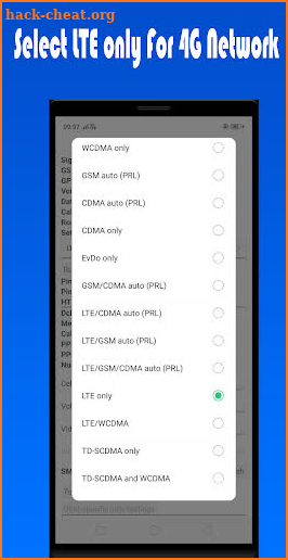 4G LTE Only Network Mode Mobile (Dual SIM) screenshot