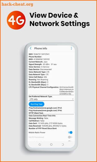 4G Only LTE Network Mode Mobile App screenshot