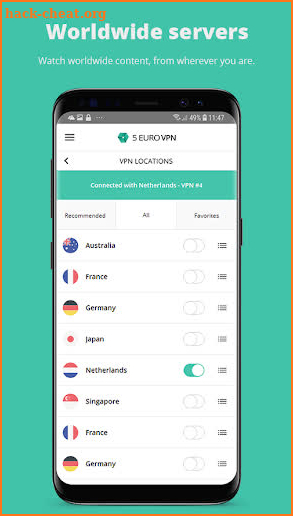 5 Euro VPN - The Android app for Online Privacy! screenshot