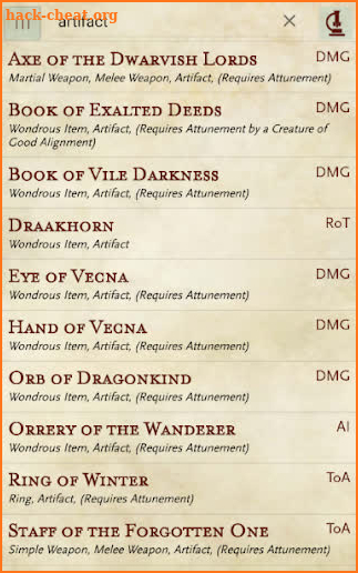 5e Items screenshot