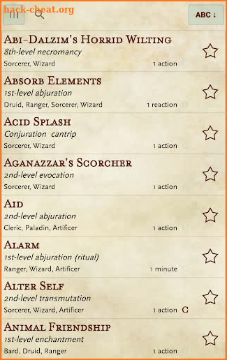 5e spells screenshot