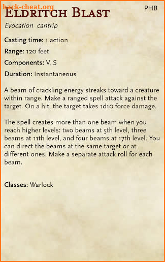 5e spells screenshot