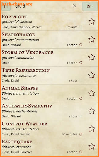 5e spells screenshot