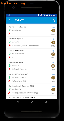 5k Events Athlete Buddy System screenshot