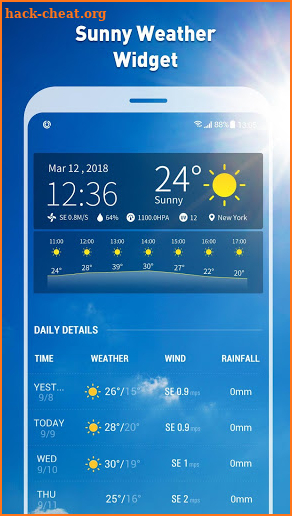 7- day weather forecast and daily temperature screenshot