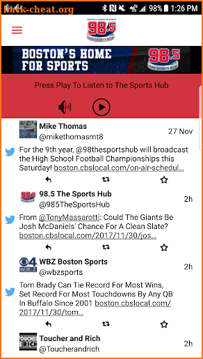 98.5 The Sports Hub screenshot