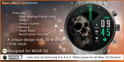 A 3D Skull Watch Face screenshot