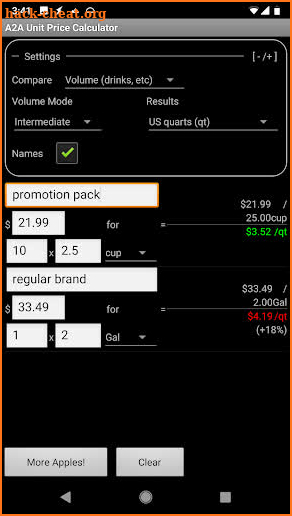 A2A Unit Price Calculator screenshot