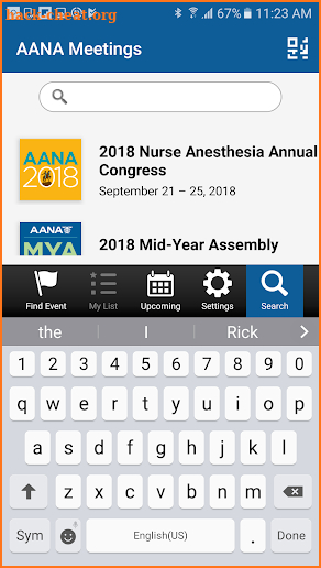 AANA Meetings screenshot