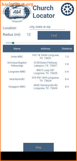 ABA Church Locator App screenshot