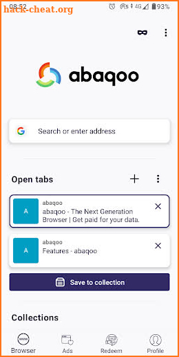 abaqoo - Next Gen Browser: Get paid for your data screenshot