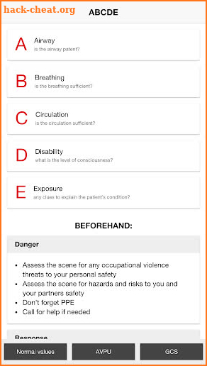 ABCDE approach screenshot