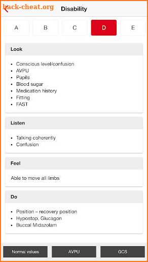 ABCDE approach screenshot