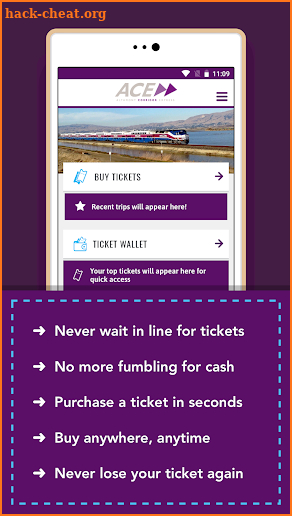 ACE Rail mTickets screenshot