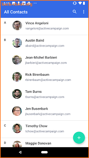 ActiveCampaign Contacts screenshot