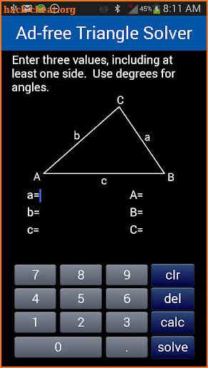 Ad-free Triangle Solver screenshot