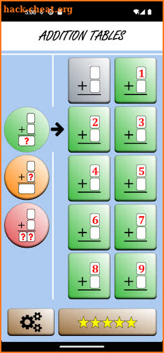 Addition tables screenshot