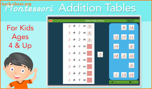 Addition Tables - Montessori Math for Kids screenshot