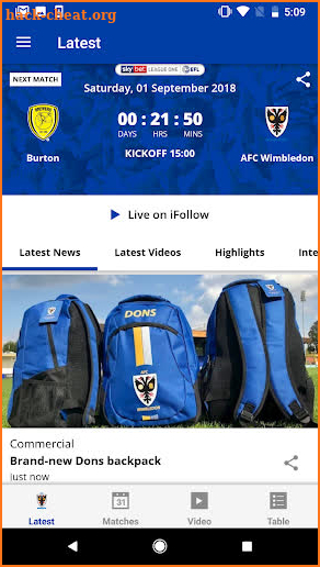 AFC Wimbledon Official App screenshot