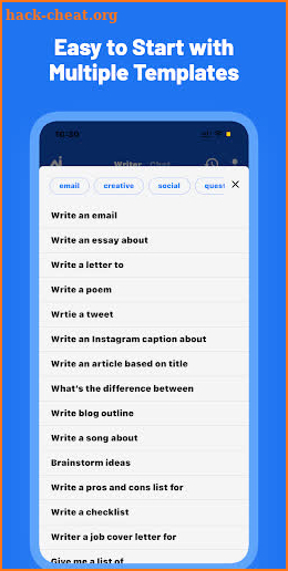 AI Writing Assistant, Chat Bot screenshot