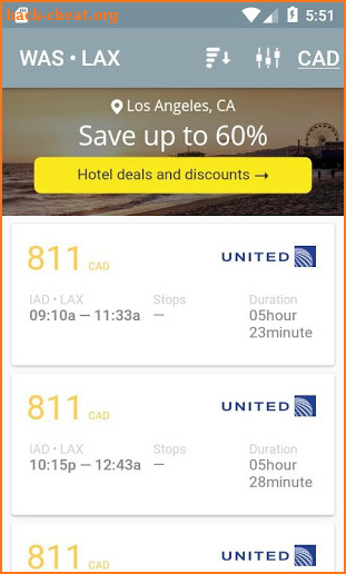 Air fares international screenshot