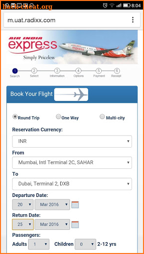 Air India Express screenshot