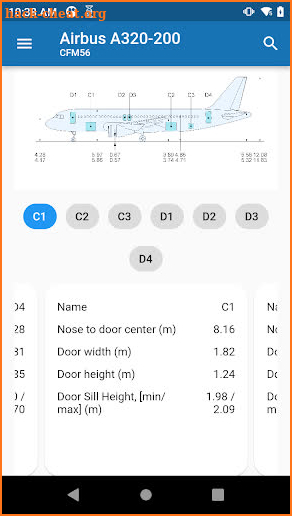 AircraftData - Technical specs screenshot