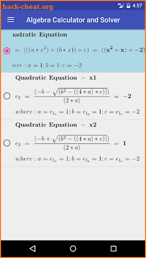 Algebraic Calculator screenshot