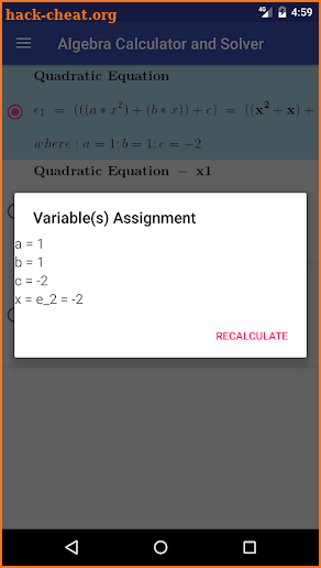 Algebraic Calculator screenshot