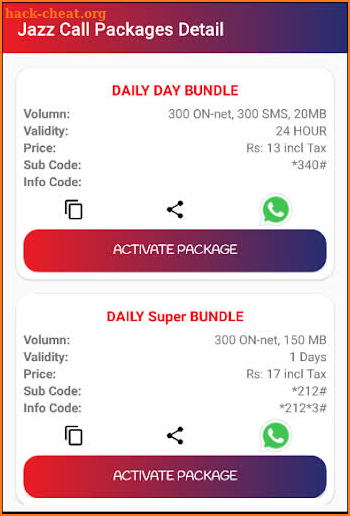 All PAK SIM Network Packages 2020 screenshot