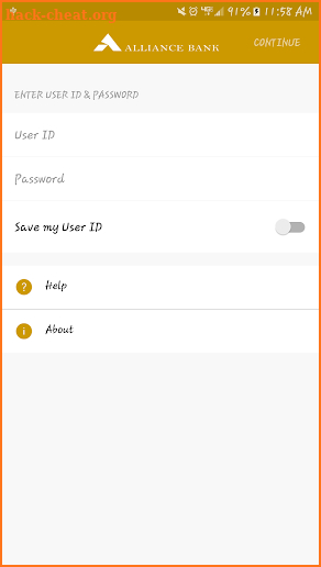 Alliance Bank screenshot