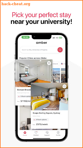 amber: student housing screenshot