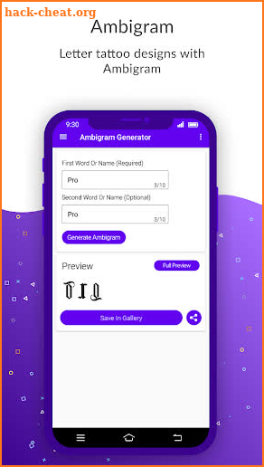 Ambigram Tattoo Generator Studio Pro Free App screenshot