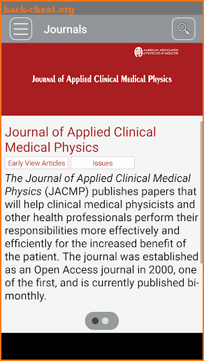 American Association of Physicists in Medicine screenshot