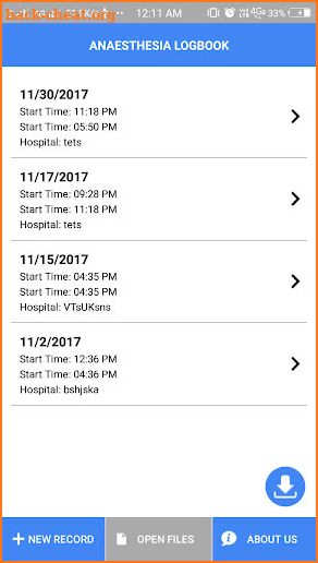 ANAESTHESIA LOGBOOK screenshot