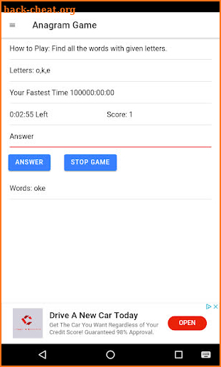 Anagram Game screenshot